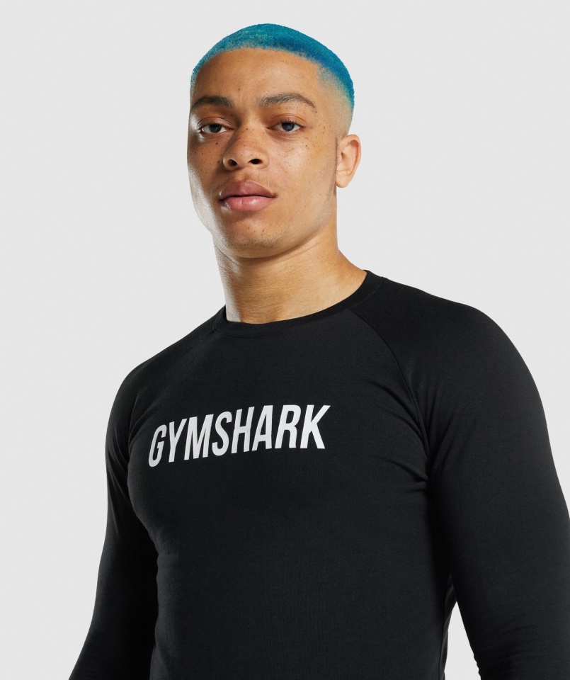 Gymshark Apollo Koszulka Z Długim Rękawem Męska Czarna