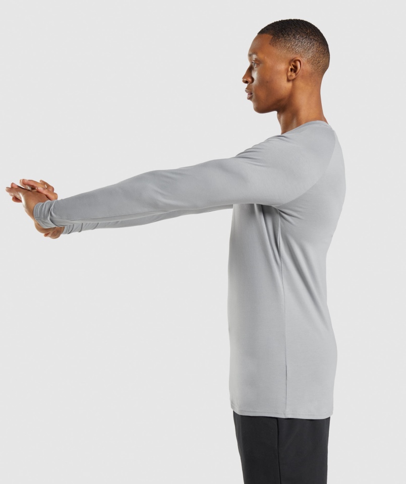 Gymshark Apollo Koszulka Z Długim Rękawem Męska Smokey Grey