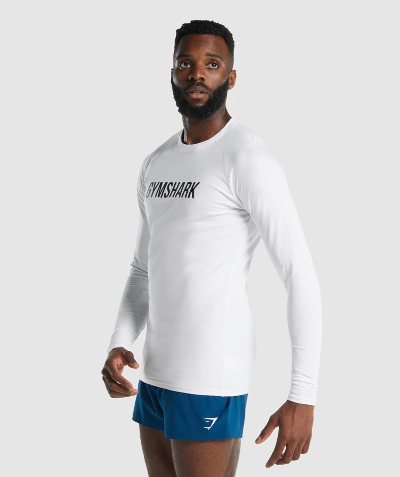 Gymshark Apollo Koszulka Z Długim Rękawem Męska Biała