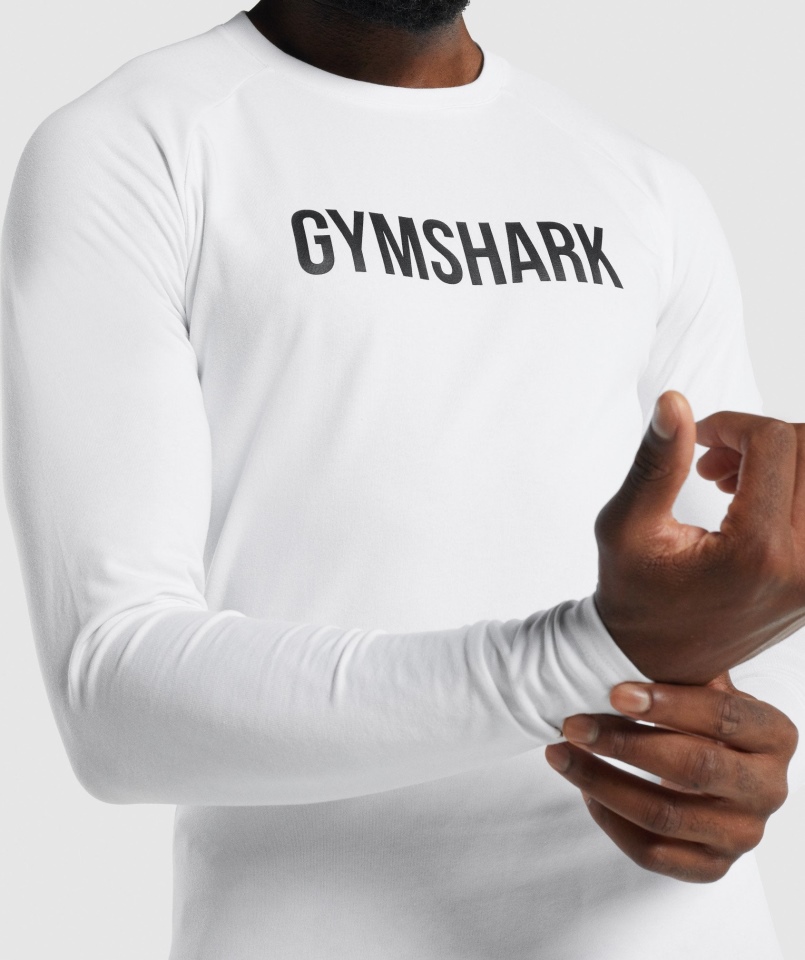Gymshark Apollo Koszulka Z Długim Rękawem Męska Biała