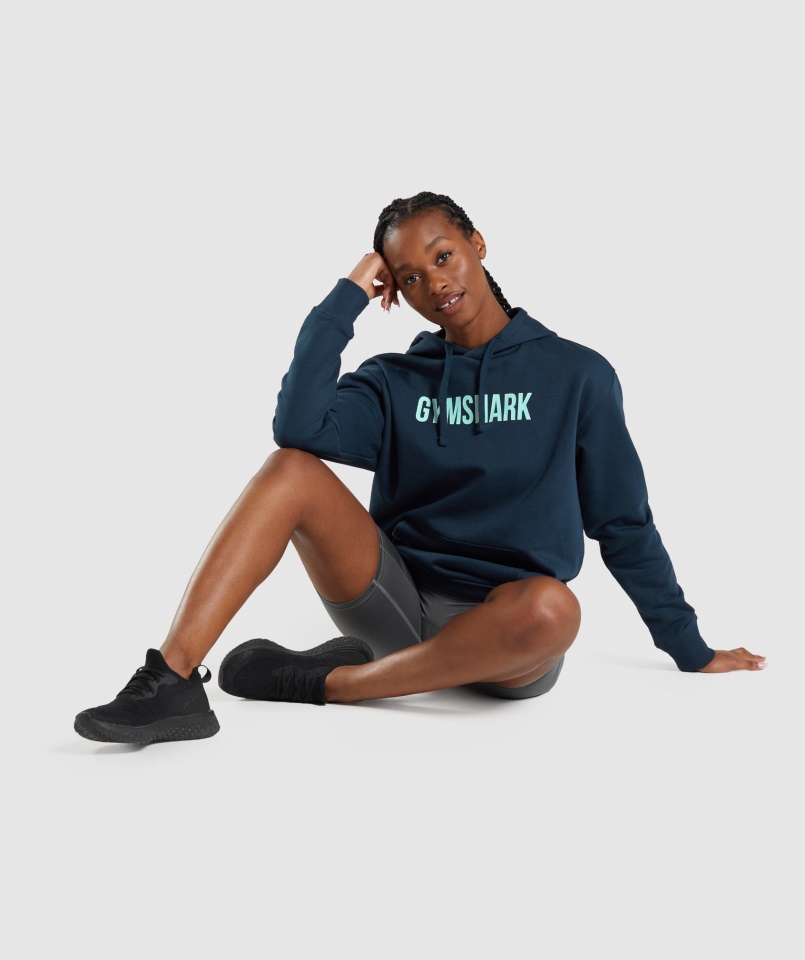 Gymshark Apollo Oversizowa Bluza Z Kapturem Navy