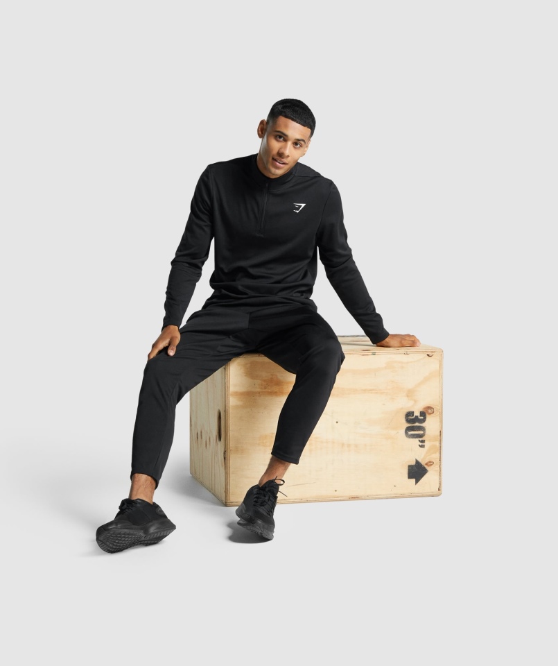 Gymshark Arrival Czarny Sweter Z Suwakiem 1/4