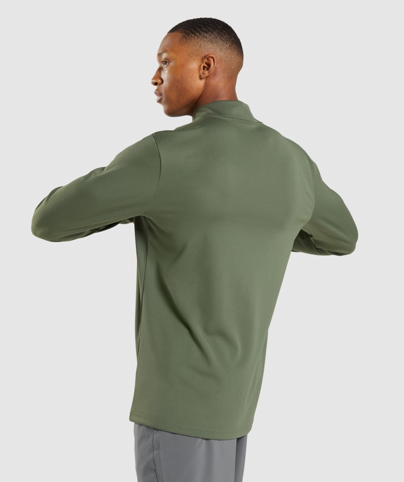 Gymshark Przyjazd 1/4 Zip Pulower Core Oliwkowy