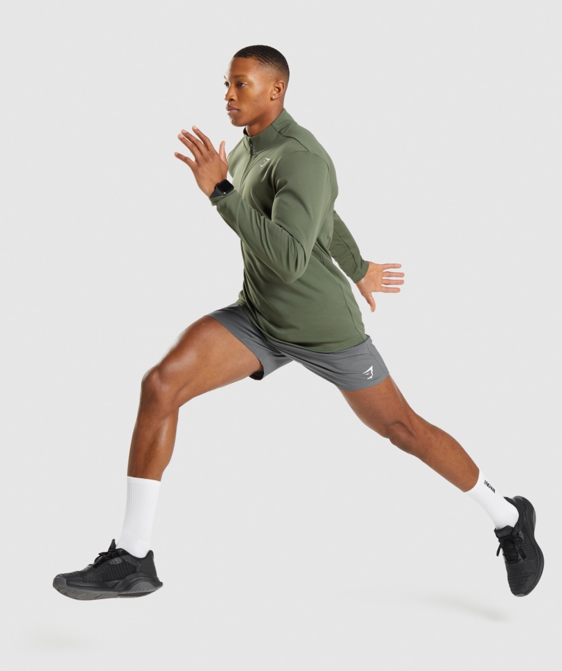 Gymshark Przyjazd 1/4 Zip Pulower Core Oliwkowy