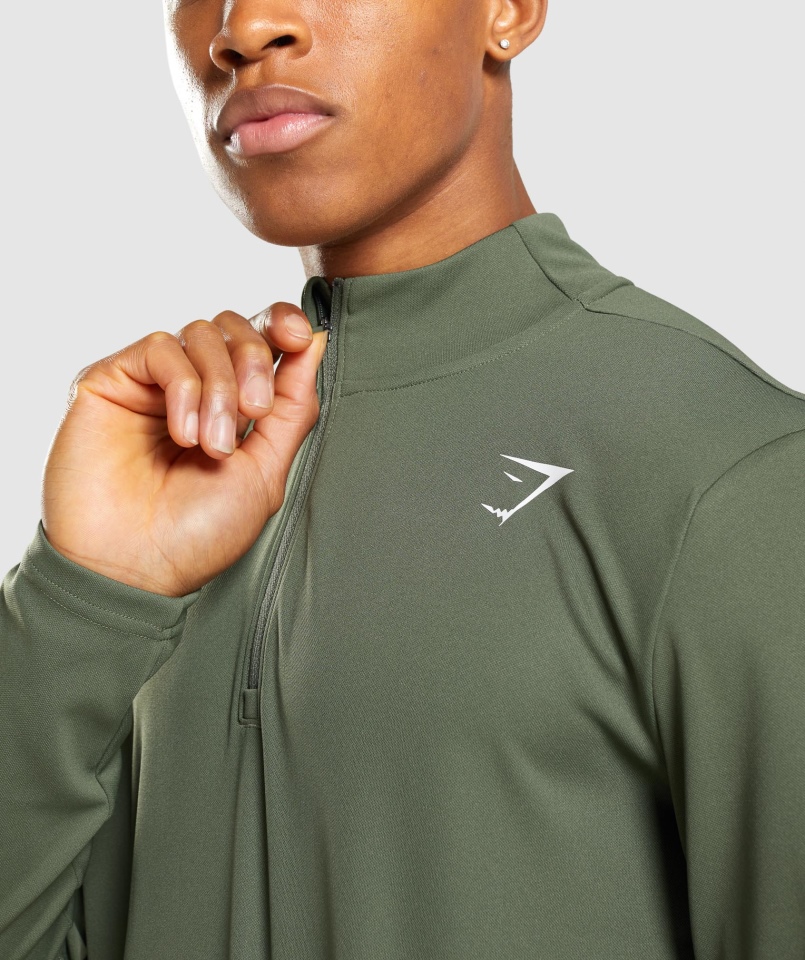 Gymshark Przyjazd 1/4 Zip Pulower Core Oliwkowy