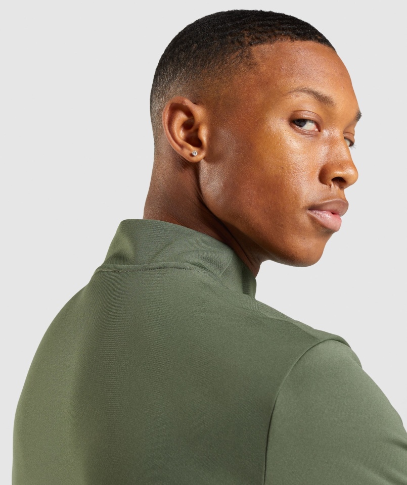 Gymshark Przyjazd 1/4 Zip Pulower Core Oliwkowy