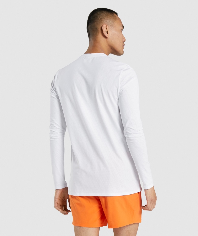 Gymshark Przyjazd Graficzny T-shirt Z Długim Rękawem Biały