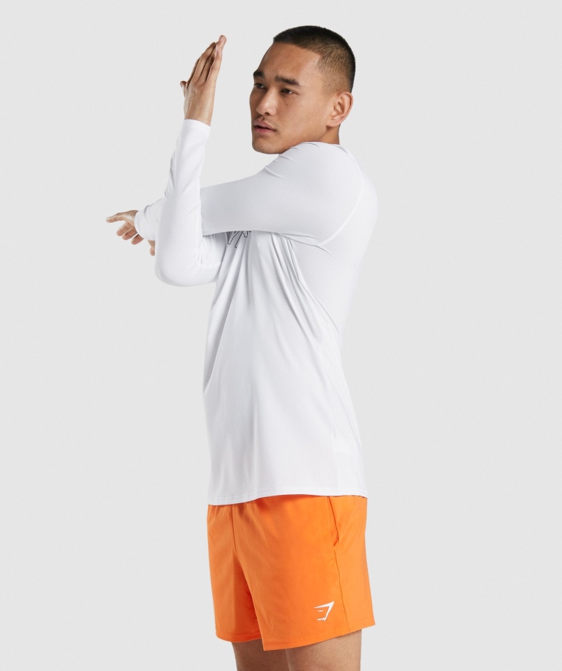 Gymshark Przyjazd Graficzny T-shirt Z Długim Rękawem Biały