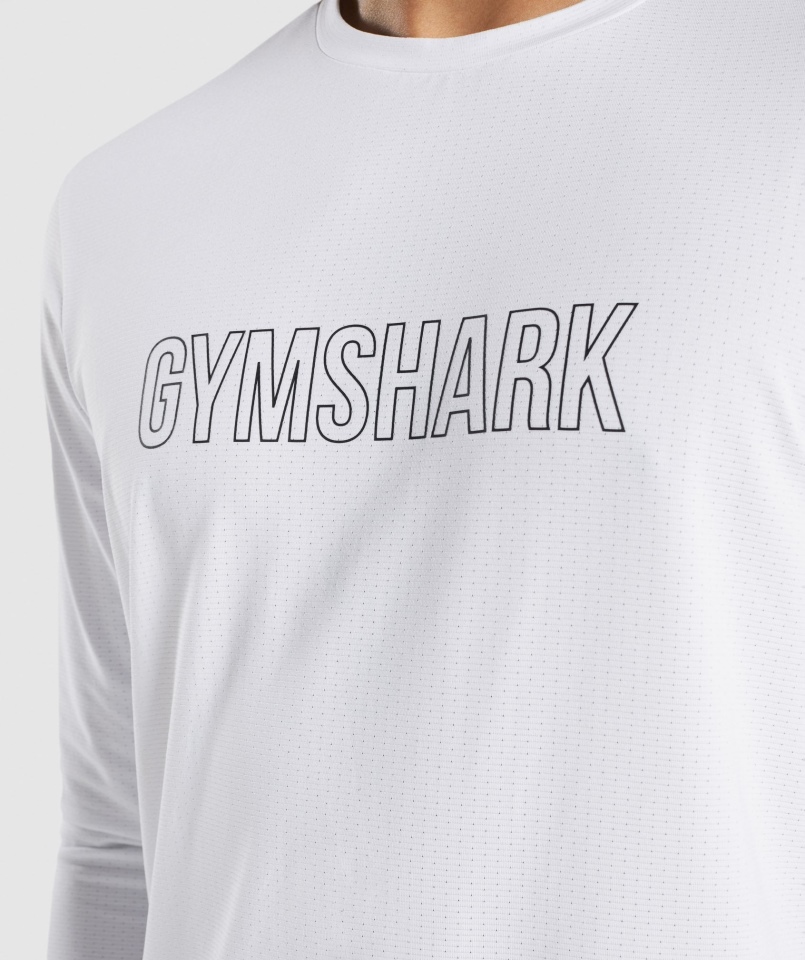 Gymshark Przyjazd Graficzny T-shirt Z Długim Rękawem Biały
