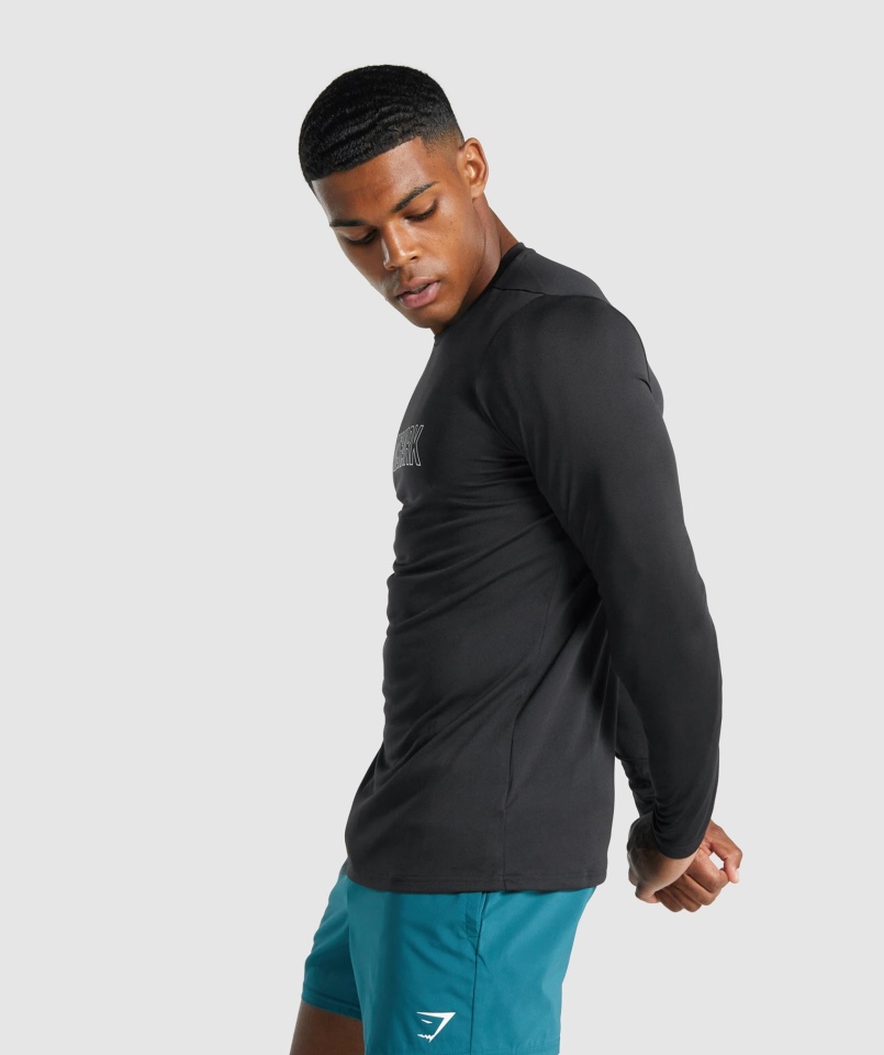 Gymshark Przyjazdowa Graficzna Koszulka Z Długim Rękawem Czarna