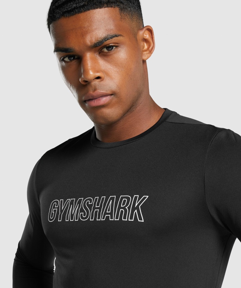 Gymshark Przyjazdowa Graficzna Koszulka Z Długim Rękawem Czarna