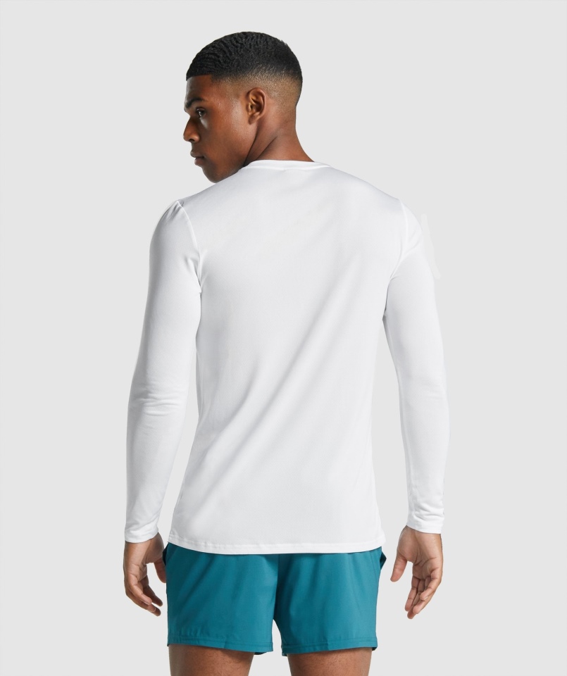 Gymshark Przyjazd Koszulka Z Długim Rękawem Z Grafiką Biała