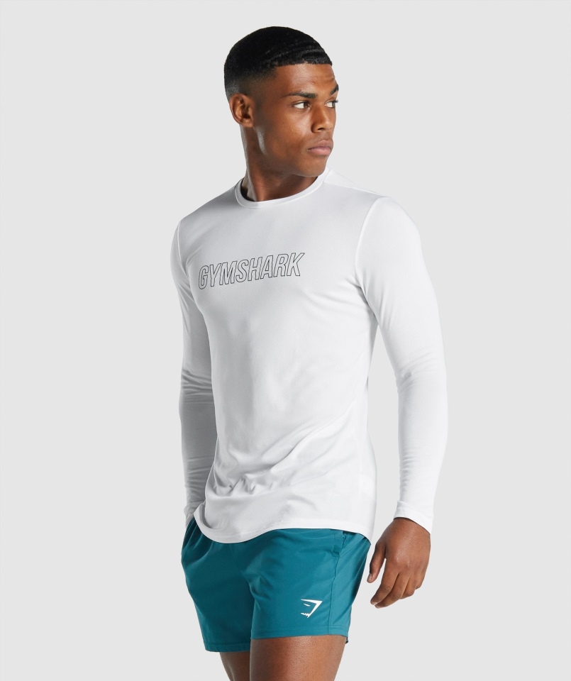 Gymshark Przyjazd Koszulka Z Długim Rękawem Z Grafiką Biała