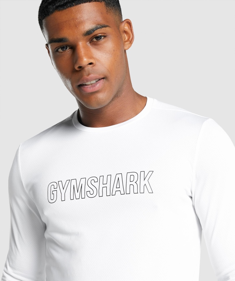 Gymshark Przyjazd Koszulka Z Długim Rękawem Z Grafiką Biała