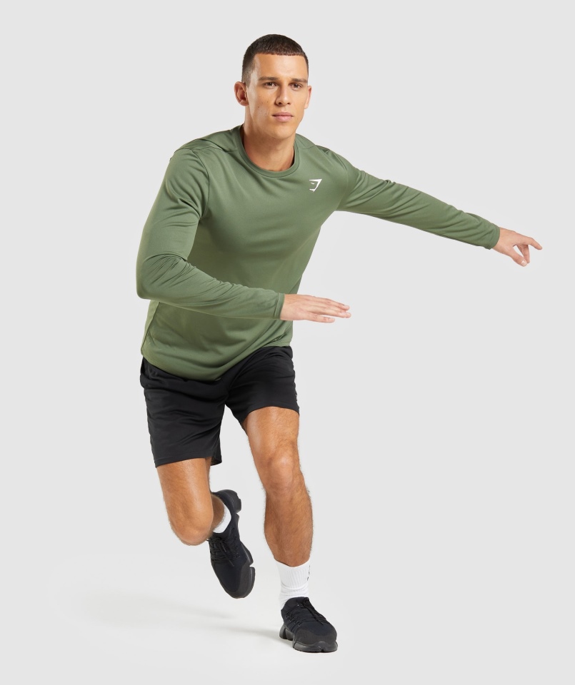 Gymshark Przyjazd Koszulka Z Długim Rękawem Core Oliwkowa