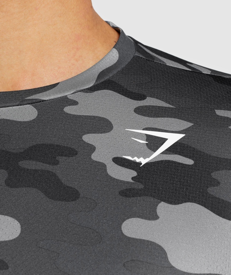 Gymshark Przyjazd Koszulka Z Długim Rękawem Szary Nadruk