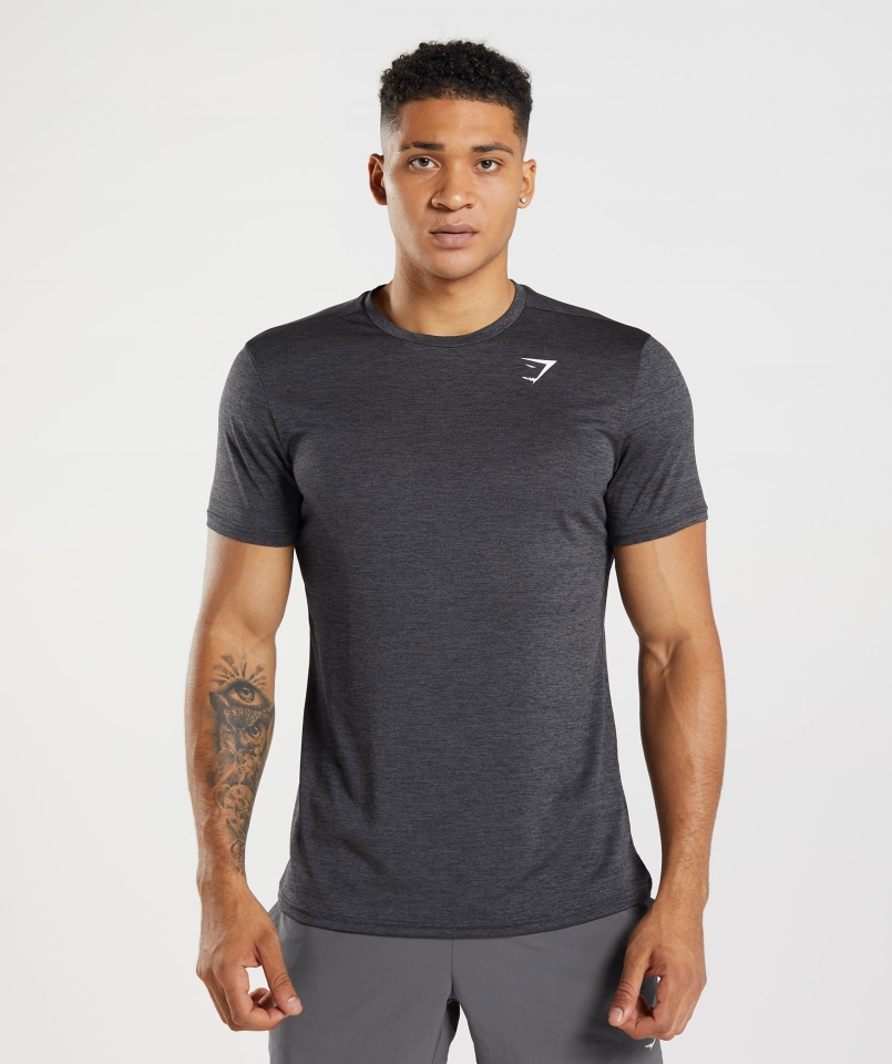 Gymshark Przyjazd Marl Koszulka Czarno-onyks Szary Marl