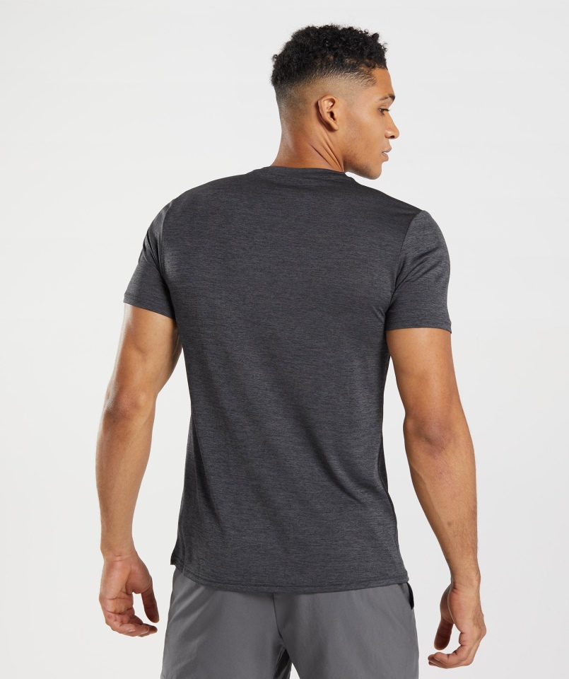 Gymshark Przyjazd Marl Koszulka Czarno-onyks Szary Marl