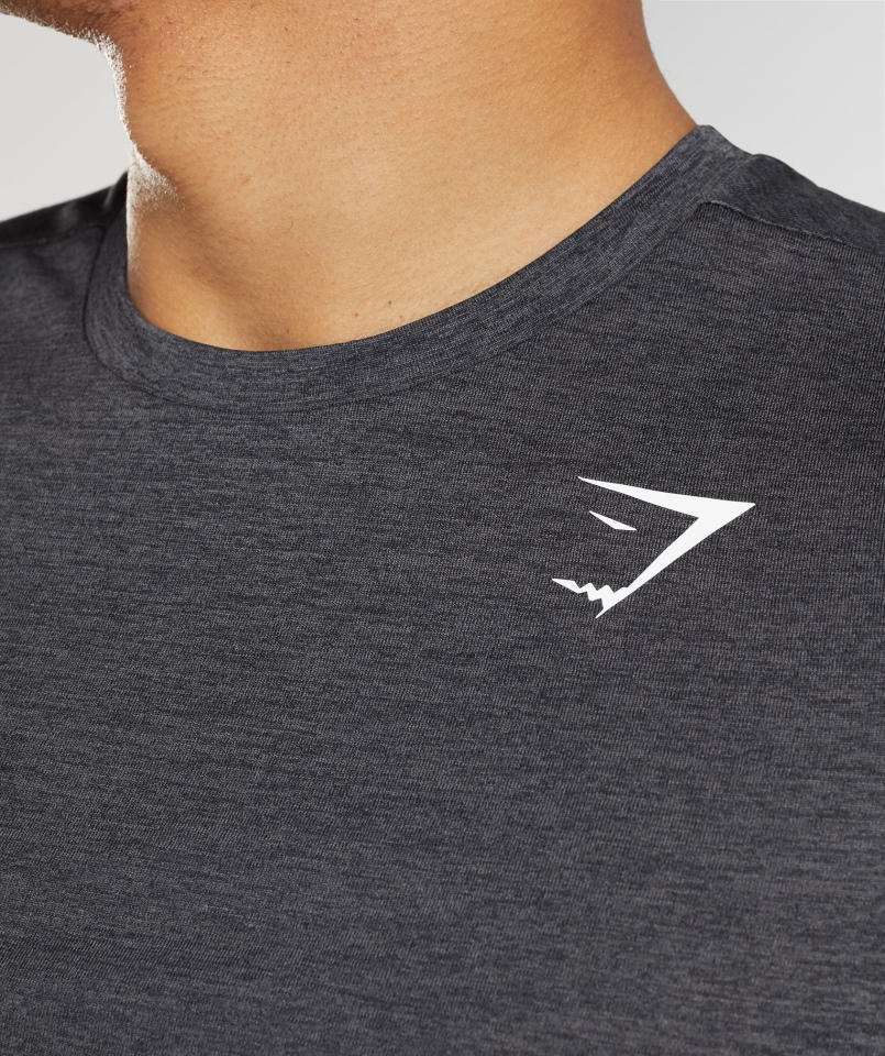 Gymshark Przyjazd Marl Koszulka Czarno-onyks Szary Marl