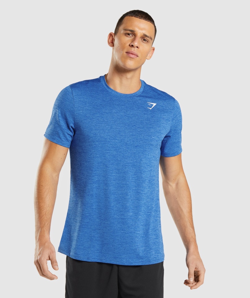 Gymshark Przyjazd Marl Koszulka Niebieski Oszczep Niebieski Marl