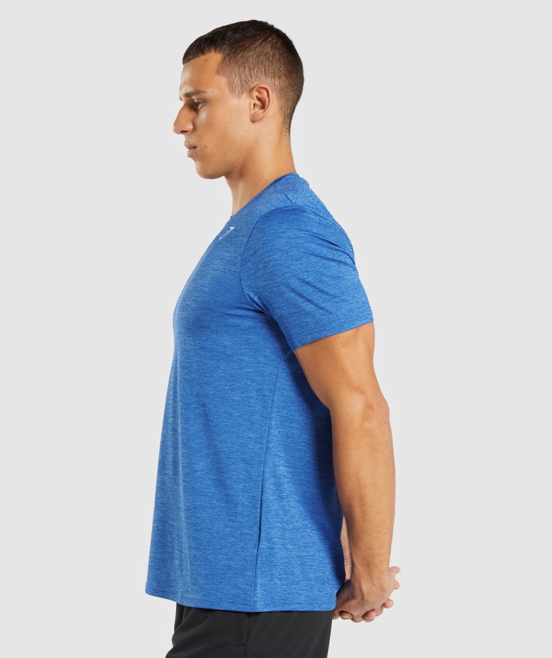 Gymshark Przyjazd Marl Koszulka Niebieski Oszczep Niebieski Marl