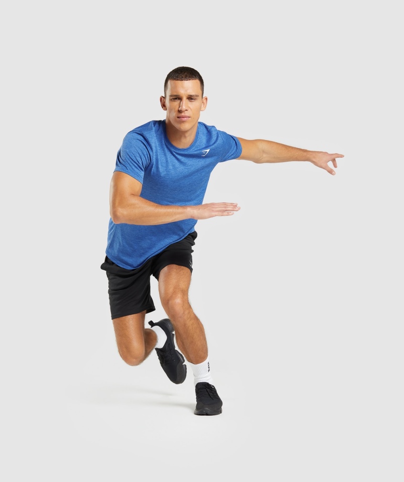 Gymshark Przyjazd Marl Koszulka Niebieski Oszczep Niebieski Marl