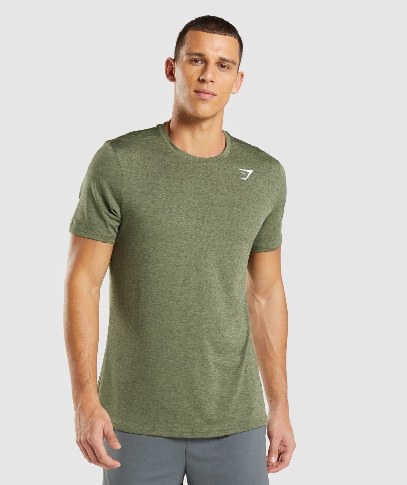 Gymshark Przyjazd Marl Koszulka Core Oliwkowo-oliwkowa Marl