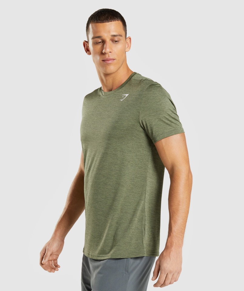 Gymshark Przyjazd Marl Koszulka Core Oliwkowo-oliwkowa Marl