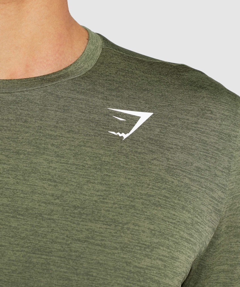 Gymshark Przyjazd Marl Koszulka Core Oliwkowo-oliwkowa Marl