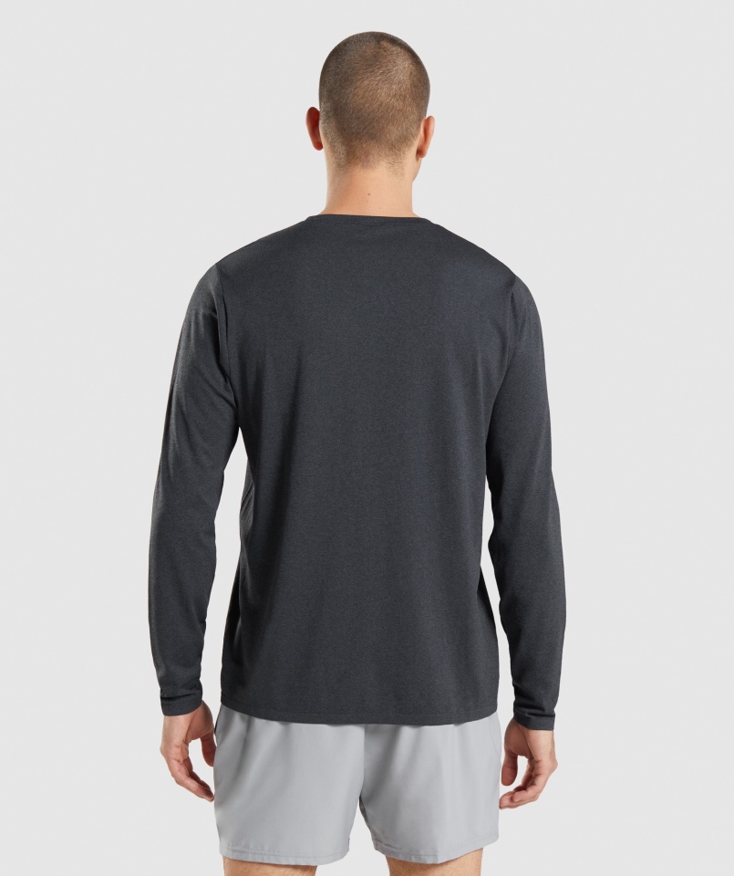 Gymshark Arrival Bezszwowa Koszulka Z Długim Rękawem Czarna Marl