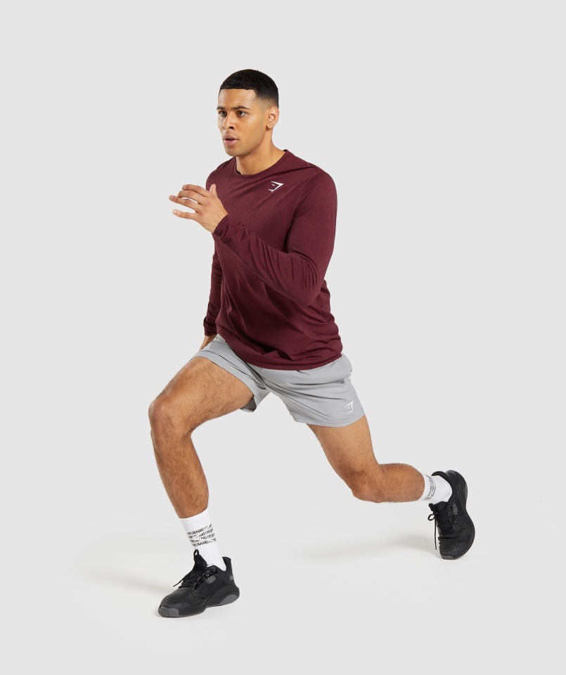 Gymshark Arrival Bezszwowa Koszulka Z Długim Rękawem Bordowo-czerwona Marl