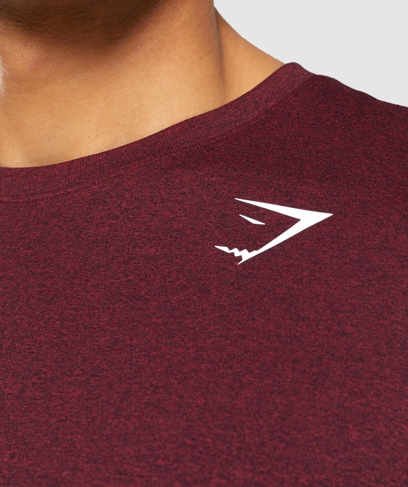 Gymshark Arrival Bezszwowa Koszulka Z Długim Rękawem Bordowo-czerwona Marl