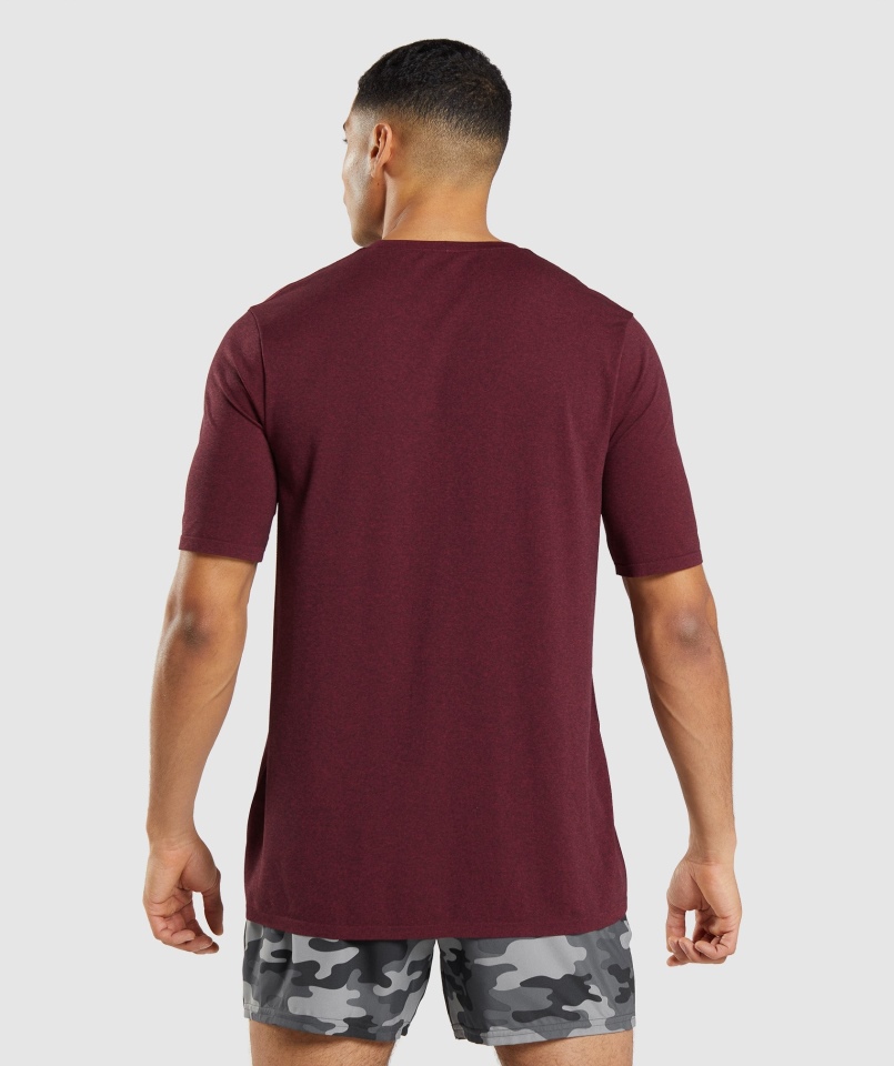 Gymshark Arrival Bezszwowa Koszulka Z Krótkim Rękawem Bordowo-czerwona Marl