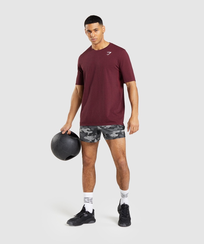 Gymshark Arrival Bezszwowa Koszulka Z Krótkim Rękawem Bordowo-czerwona Marl