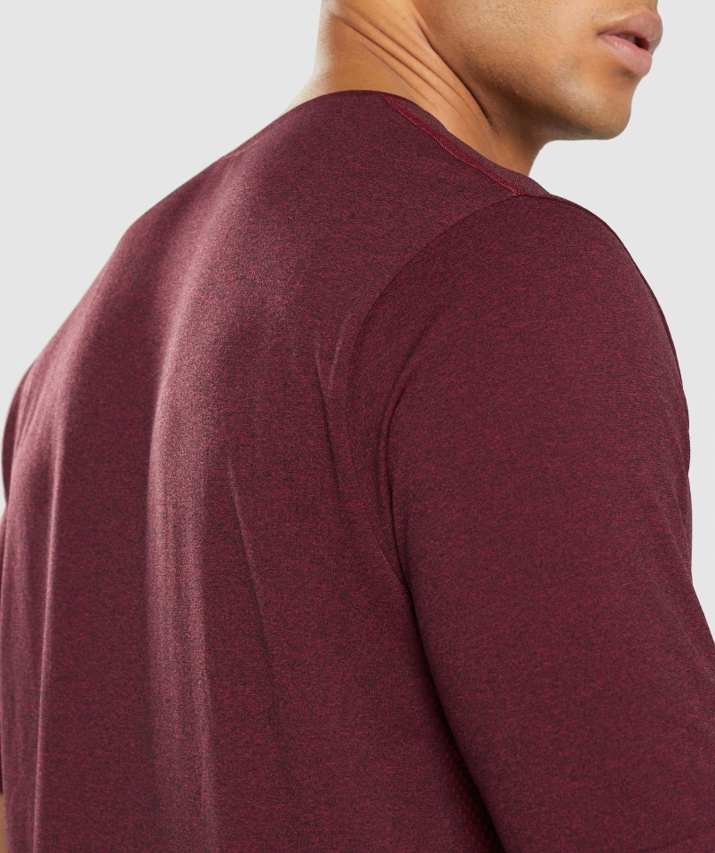 Gymshark Arrival Bezszwowa Koszulka Z Krótkim Rękawem Bordowo-czerwona Marl