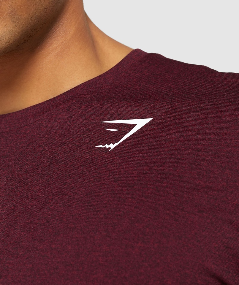 Gymshark Arrival Bezszwowa Koszulka Z Krótkim Rękawem Bordowo-czerwona Marl