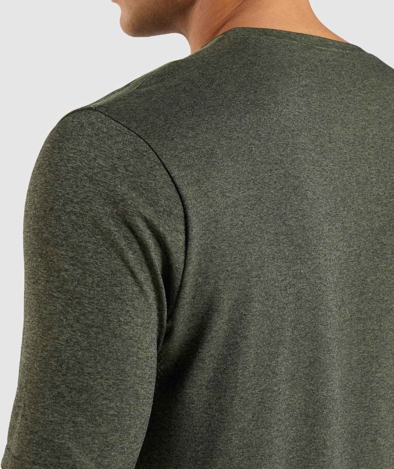 Gymshark Arrival Bezszwowa Koszulka Z Krótkim Rękawem Core Oliwkowa Marl