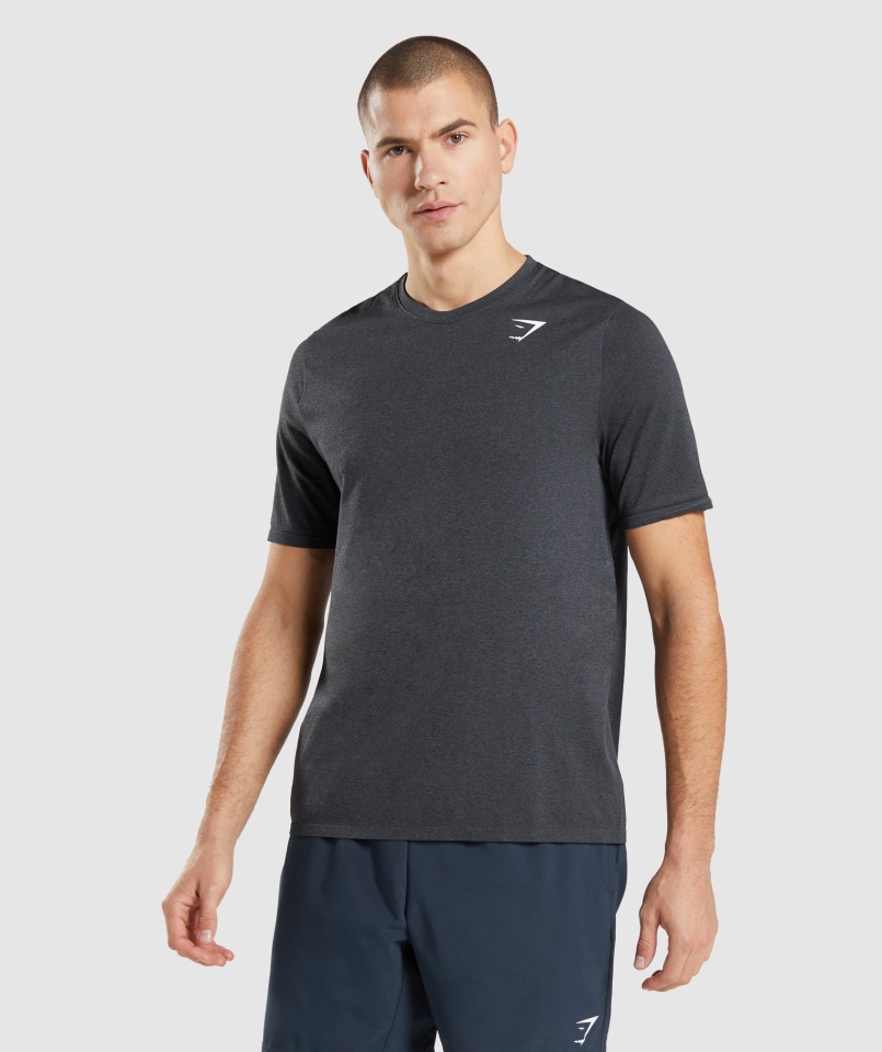Gymshark Przyjazd Bezszwowa Koszulka Czarna Marl