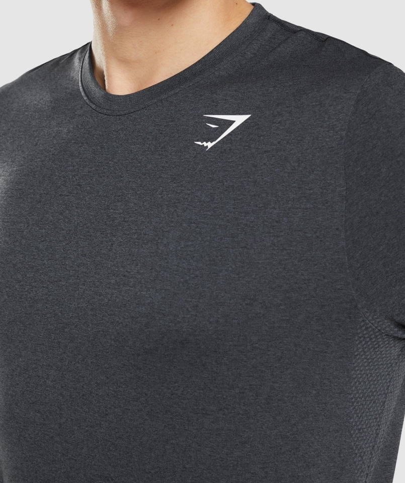 Gymshark Przyjazd Bezszwowa Koszulka Czarna Marl