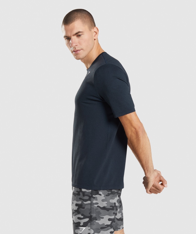 Gymshark Przyjazd Bezszwowa Koszulka Granatowa