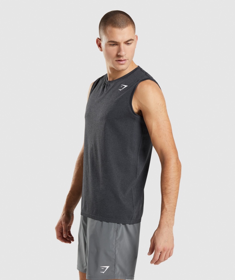 Gymshark Przyjazd Bezszwowa Koszulka Czarna Marl