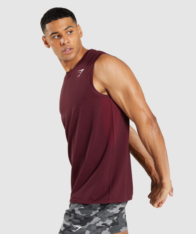 Gymshark Przyjazd Bezszwowy Zbiornik Bordowy Czerwony Marl