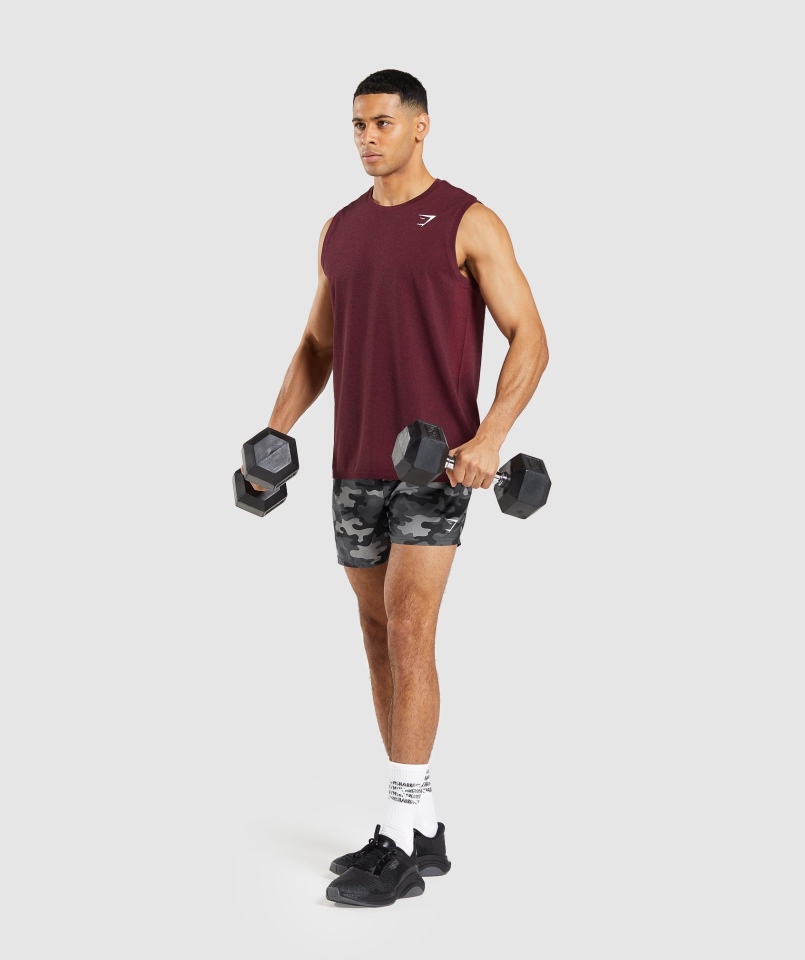 Gymshark Przyjazd Bezszwowy Zbiornik Bordowy Czerwony Marl