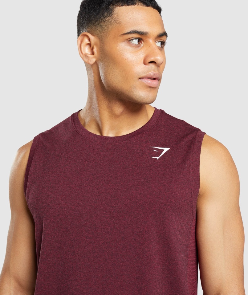 Gymshark Przyjazd Bezszwowy Zbiornik Bordowy Czerwony Marl