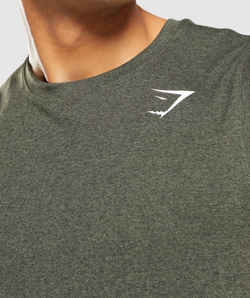 Gymshark Przyjazd Bezszwowy Rdzeń Bez Rękawów Oliwkowy Marl