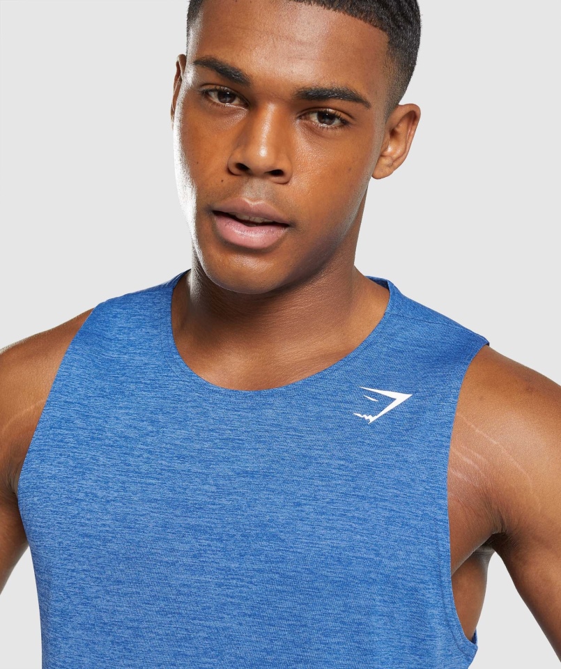 Gymshark Arrival Slim Marl Tank Niebieski Oszczep Niebieski Marl