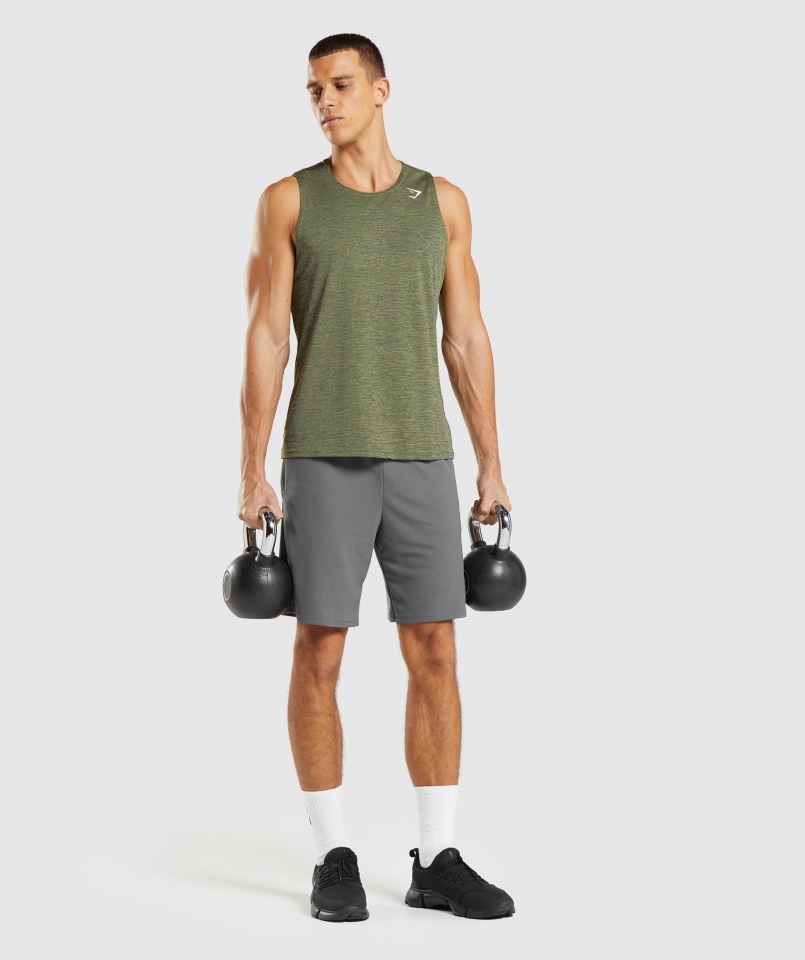 Gymshark Arrival Slim Marl Tank Core Oliwkowo-oliwkowy Marl