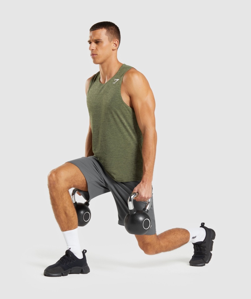 Gymshark Arrival Slim Marl Tank Core Oliwkowo-oliwkowy Marl