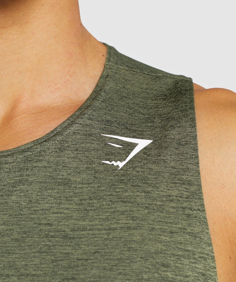 Gymshark Arrival Slim Marl Tank Core Oliwkowo-oliwkowy Marl