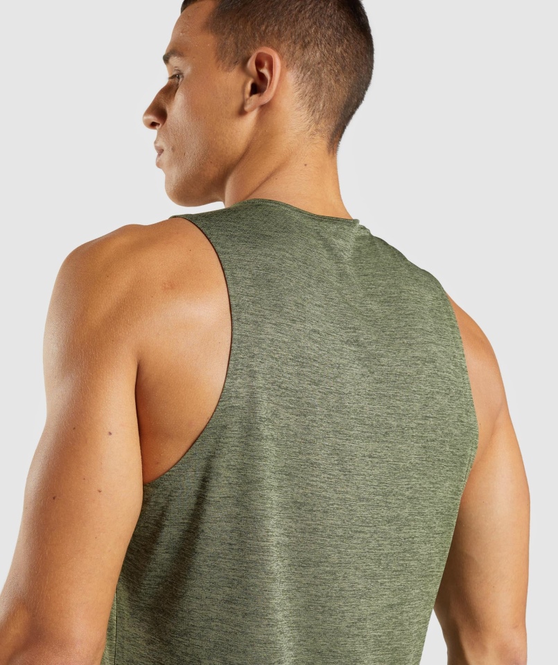 Gymshark Arrival Slim Marl Tank Core Oliwkowo-oliwkowy Marl